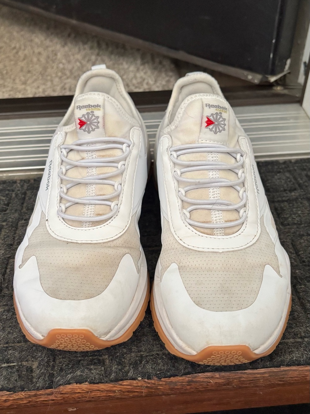 Reebok Girl’s White & Gum-Trim Low-Top Sneakers
